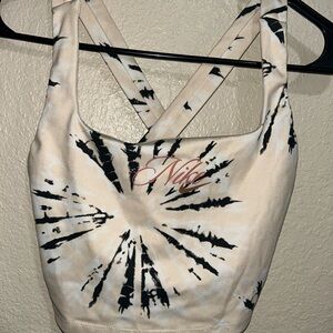 Nike Beige and Black Tie-Dye Crop Top